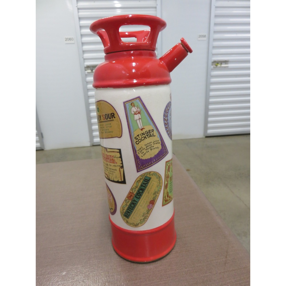 Shields Fifth Avenue Vintage Fire Extinguisher Cocktail Shaker Ceramic Red White